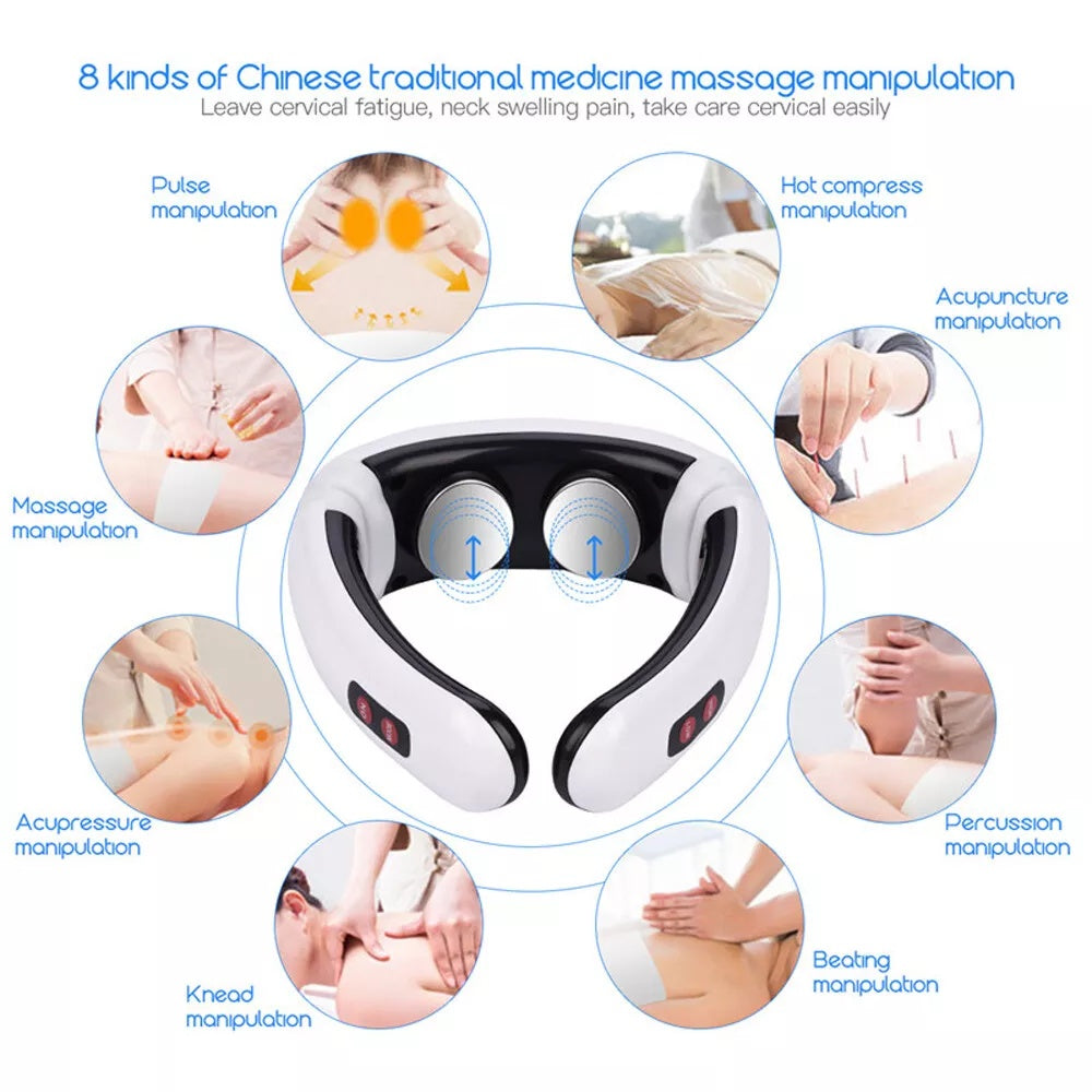 Electric Tens Unit Pulse Neck Massager Magnetic Pulse Therapy Vertebra Relax