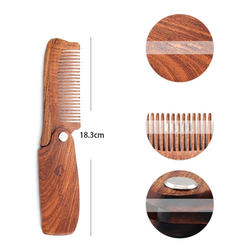 Folding Comb +PU Leather Bag, Hair And Beard Comb, Beard Comb Care