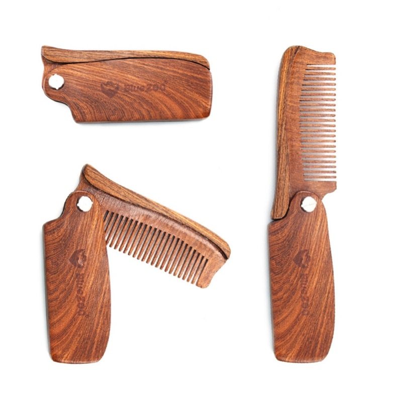 Folding Comb +PU Leather Bag, Hair And Beard Comb, Beard Comb Care